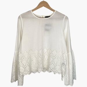STYLE ENVY 'cotton eyelet' belled sleeve blouse size: L